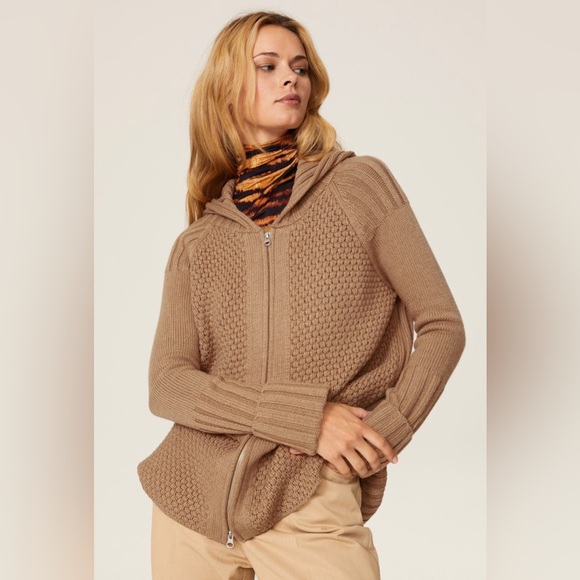 VICTOR ALFARO COLLECTIVE - OVERSIZED BROWN ZIP UP SWEATER - Picture 3 of 5